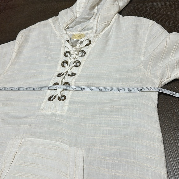 L*Space Love Letters‎ Hoodie Lace Up Tunic In Cream, Women’s Size Small - Picture 10 of 16